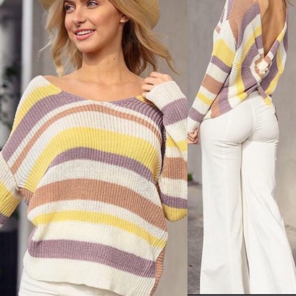 Love Tree Sweaters - Love Tree knit open-crossback fall sweater